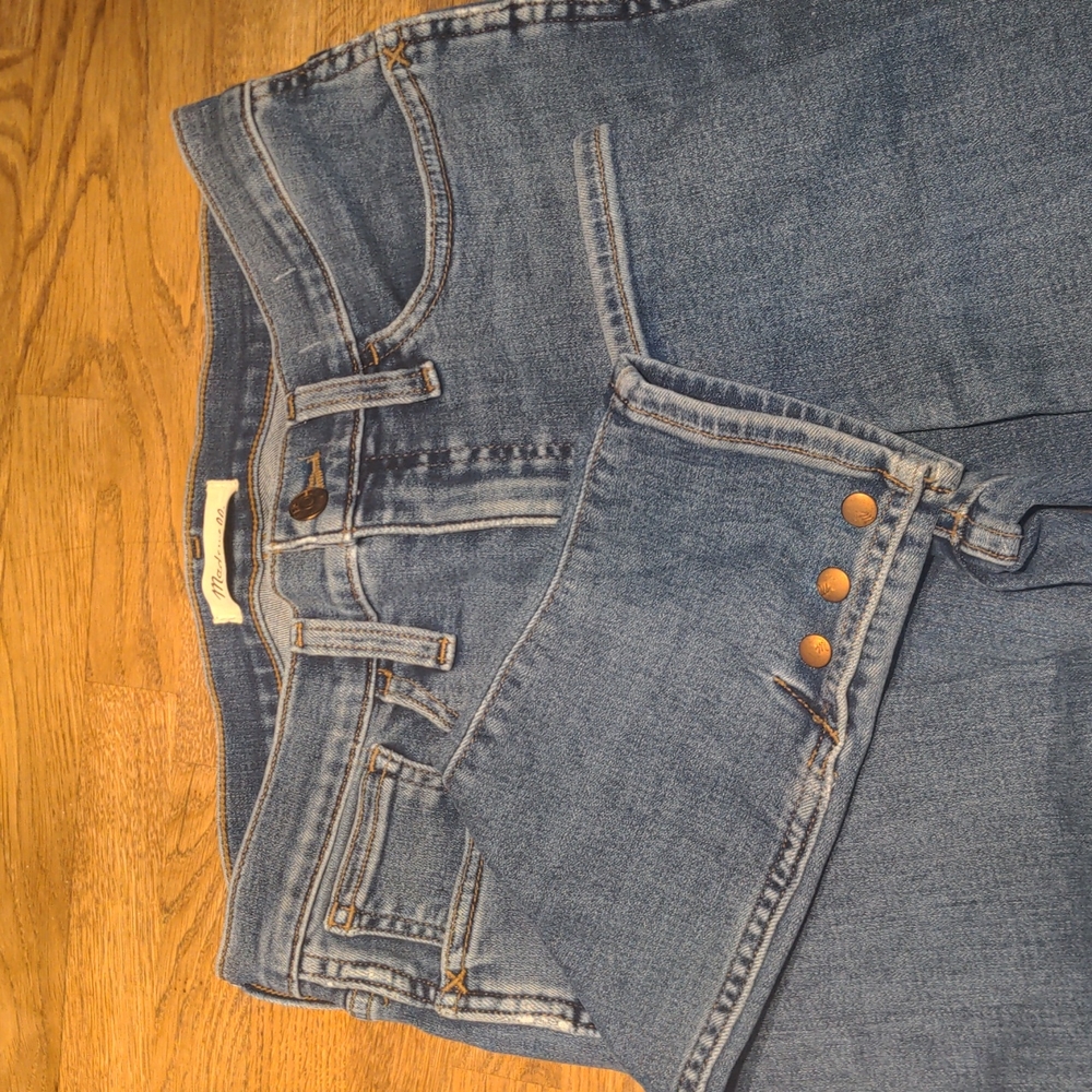 Madewell roadtripper skinny jeans, snap hem